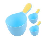 Gatuida Baby Shampoo Rinse Cup 3pcs - Plastic Baby Hair Washing Jug with Ergonomic Handle for Toddler Bathing and Hair Rinsing, Blue Bath Rinse Cups for Boys and Girls Shower and Bath