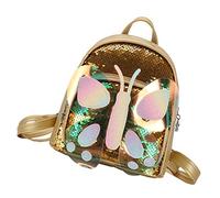 Gatuida Backpack and Front Zipper Organizing Pockets with Large Zipper Bag Mini School Bag Golden Pu Fashion Boys and Girls for Travel and Other Occasions, Suitable for Children