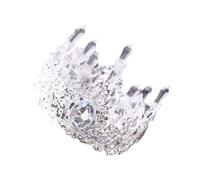 Gatuida Baroque Crystal Cake Topper Crown Silver Tiara Dessert Decor Birthday Cake Decoration Party Supply Non-edible for Wedding and Celebration