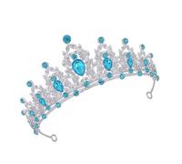 Gatuida Baroque Rhinestone Tiara Crown for Women Silver Sky-Blue Bridal Headpiece Wedding Princess Hair Accessory Queen Crown for Brides and