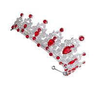 Gatuida Baroque Rhinestone Wedding Tiara Crown for Brides and Birthday Queens Elegant Red and Silver Headpiece Sparkling Royal Queen Accessory for Proms Pageants and Special Occasions