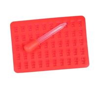 Gatuida Bear Silicone Candy Mold with Dropper Mini Chocolate and Gummy Mold for Homemade Treats Easy to Fill and Clean Red Bear-Shaped Cavities for Holiday Baking and Fun