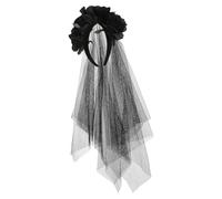 Gatuida Black Fabric Rose Headband with Veil for Halloween Party and Day the Dead Events, Comfortable Material with Unique Design Creating a Spooky Atmosphere and Captivating Look