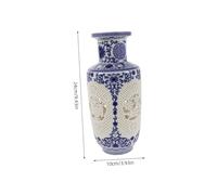 Gatuida Blue and White Porcelain Vase Sturdy Jingdezhen Chinoiserie Ceramic Flower Container Hollowed Traditional Craft Home Office Centerpiece with Oriental Charm