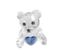Gatuida Blue Crystal Bear Sculpture with Heart Ornament Decorative Hand Blown Figurine for Birthday Party Favor Gift Vivid Home Office Table Decoration Creative Lover Souvenir