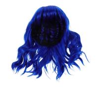 Gatuida Blue Short Curly Wavy Bob Wig with Bangs for Women Synthetic Full Coverage Costume Wig with Natural Look Comfortable Headgear for Halloween Party Cosplay and Theme Events