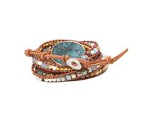 Gatuida Bohemia Style Beaded Bracelet for Women Natural Stone Woven Jewelry Lightweight Gold Tone Decor Wristband