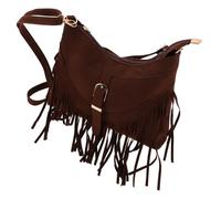 Gatuida Bohemian Style Suede Crossbody Bag for Women Ethnic Handwoven Fringe Mini Shoulder Purse Vintage Pattern Multifunctional Woven Bag for Travel and Casual Use