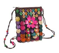 Gatuida Bohemian Woven Shoulder Bag for Women with Colorful Beads Lightweight Handmade Crossbody Purse for Travel Beach Daily Use Ethnic Style Sling Bag Accessory