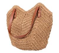 Gatuida Boho Hollowed-out Woven Shoulder Bag Large Capacity Beach Tote for Women Lightweight Paper Rope Handcrafted Summer Vacation and Daily Use Stylish Natural Texture