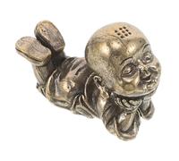 Gatuida Brass Monk Figurine with Polished Surface Serene Buddha Statue for Desk and Shelf Zen Garden Decor for Office and Home Compact Antique Brass Buddha Sculpture for Mindfulness and