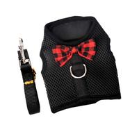 Gatuida Breathable Mesh Pet Harness Vest Set for Small Pets Comfortable Lightweight Chest Protector Pulling Strap for Rabbits Guinea Pigs Squirrels and Easy to Clean Black S Chest