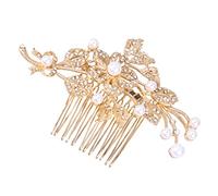 Gatuida Bridal Hair Comb with Delicate Pearl Floral Design Elegant Rhinestone Headpiece Wedding Hair Accessories for Brides and Bridesmaids Golden