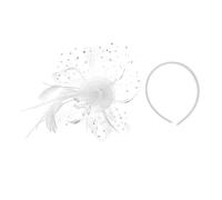 Gatuida Bride Headband Retro Plume Hair Accessory for Weddings Chic Bead Net Yarn Flower Design Party Headband for Lightweight and Comfortable Hairband for Memorable Occasions