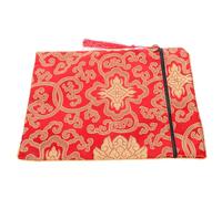 Gatuida Buddhist Scriptures Organizer Bag Red Silk Cover for Religious Texts Durable File Bag with Carry Handle Multi Purpose Pouch for Women for Bible Documents and More