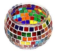Gatuida Candle Holder Creative Glass Decorative Colorful Mosaic Handmade Candlestick with Light Transmission Feature for Vow at Night or Shopping Mall Home Decor