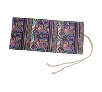 Gatuida Canvas Pencil Roll up Case, 36-Slot Pen Wrap Organizer with Ethnic Pattern, Large Capacity Brush and Pencil Holder for Students and Artists, Purple Ethnic Style for School