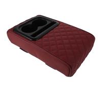 Gatuida Car Armrest Storage Box with Dark Red Embroidered Cover, Universal Center Console Organizer and Cup Holder, Auto Seat Armrest Protector for Car Interior Accessories