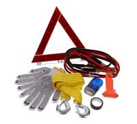 Gatuida Car Tools Set Roadside Emergency Automobile Tool Kit with Safety Hammer, Jumper Cables, Tow Rope, and Storage Bag for Vehicle Inspections Featuring Abs, Rubber, Metal and Cloth