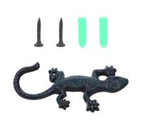 Gatuida Cast Iron Gecko Wall Hook with Screws - Rustic Iron Art Hanger for Indoor Outdoor Use, Garden Coat Rack and Bag Hanging Hook with Expansion Tubes for Home Storage