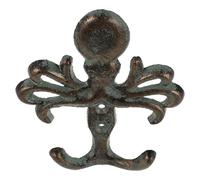 Gatuida Cast Iron Octopus Wall Hook Rack Ocean Theme Decorative Wall Mounted Coat Hanger for Towels Keys Bags Backpacks Storage