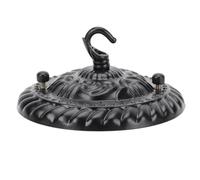 Gatuida Ceiling Light Plate Hooks 2Pcs Sturdy Black Metal Hanging Plates Floral Design Load-Bearing Rings for Vintage Living Room Decor