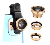 Gatuida Cell Phone Camera Lens 3-In-1 Clip-On Fisheye Macro Wide Angle Lens Portable Lightweight Design Compatible for Smartphone Photography Accessories