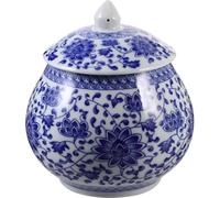 Gatuida Ceramic Food Canister Chinese Style Tea Jar with Airtight Seal for Loose Leaf Tea Multi-functional Kitchen Storage Container Decorative Traditional Blue and White Porcelain Jar for