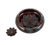 Gatuida Ceramic Lotus Incense Burner with Flower Traditional Asian Style Cone and Stick Holder for Meditation Relaxation Compact Aromatherapy Censer Burner for Home Wellness and Decoration