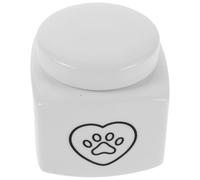 Gatuida Ceramic Pet Cremation Urn Small White Memorial Ashes Box for Cats and Dogs Black Heart Paw Print, Pet Loss Keepsake for Funeral and Remembrance