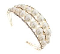 Gatuida Chic Pearl Bridal Headband Rhinestone Headdress Crown Accessory for Wedding and Engagement Glittering Hair Jewelry for Brides and Bridesmaids