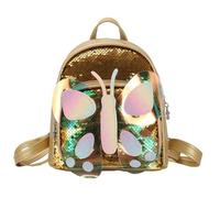 Gatuida Children’s Mini Backpack for Beach Use, Golden Sequin Boys and Girls Small Shoulder Bag, Lightweight Fashion Travel Rucksack for Boys and Girls