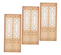 Gatuida Chinese Architecture Model Activity Doors and Windows DIY Miniature Wooden Window Frames for Dollhouse and Fairy Garden 3pcs Vintage Style Building Accessories