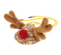 Gatuida Christmas Adjustable Mini Pet Hat Reindeer Antlers for Hamsters and Small Animals, Handmade Small Christmas Cap Strap, Tiny Decorative Holiday Pet Costume Accessory