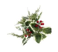 Gatuida Christmas Artificial Berry Candle Wreath with White Edged Leaves Elegant Pillar Candle Ring for Festive Table Centerpiece and Home Seasonal Holiday Decoration