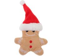 Gatuida Christmas Gingerbread Man Catnip for Kitten Chewing Interactive Plush Chew Teeth Cleaning with Christmas Hat for Indoor Cat Play