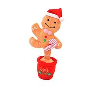Gatuida Christmas Gingerbread Man Plush Singing Dancing Talking Electric Light Up Festive Decoration for Home and Party Battery Operated