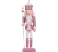 Gatuida Christmas Nutcracker Soldier, Xmas Wooden Nutcracker Figure, Pink Glitter Puppet Ornament, 30cm / 12" in Traditional Christmas Decorations Indoor Party Decor
