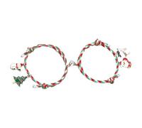 Gatuida Christmas Woven Matching Bracelets for Couples His and Her Charm Bracelets Heart Magnet for Men and Women Christmas Elements Design 1 Pair