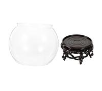 Gatuida Clear Small Round Fish Bowl with Base Transparent Desktop Fish Tank for Home and Office Decoration Multi Functional Hydroponic Vase and Goldfish Aquarium Durable High Transparency