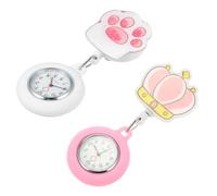 Gatuida Clip-on Nurse Watches White Silicone Night Glow 2pcs with Quartz Movement and Luminous Pocket Watch Design for Nurses and Doctors Graduation Festival Gift