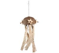 Gatuida Cocoanut Shell Bird Shredding for Parrots Natural Edible Foraging Plaything with Tassel for Birdcage Use Encourages Chewing and Instinctive Play