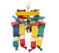 Gatuida Colorful Natural Wood Block Hanging Bird for Parakeets and Birds Chewable Parrot Supplies with Built Attachment for Easy Cage Hanging and Bite-resistant Fun