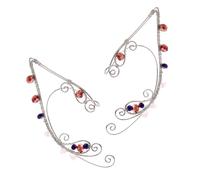 Gatuida Colorful Non Pierced Elf Ear Vintage Fairy Earrings Chic Imitation Crystal Cartilage Wraps for Women Comfortable Clip Accessory Unique Stylish Ear Jewelry