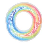 Gatuida Colorful Rainbow Inflatable Swim Ring for Adults Compact Portable Pool Float for Summer Beach Parties Family Fun Leak Design with Easy Inflate Deflate Valve