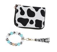 Gatuida Compact Cow Print Wristlet Keychain PU Zipper Credit Card Holder Coin Purse Multifunctional Wallet for Women Travel Cash Id Organizer Lightweight Stylish Accessory