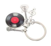 Gatuida Compact Musical Note Keychain with Vinyl Record Guitar and Microphone Charms for Music Lovers Metal Pendant for Piano Players Composers and Graduates Gift