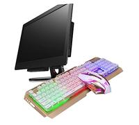Gatuida Cool Rainbow Led Backlit Mechanical Keyboard and Mouse Set Usb Wired Gaming Keyboard Floating Buttons Panel Backlight Design for Gamers