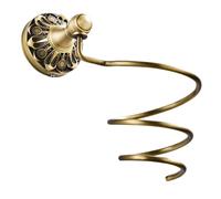Gatuida Copper Wall Mounted Hair Dryer Rack with Embossed European Style Round Base, Hair Tool Holder Storage Bracket for Bathroom and Dressing Table, Antique Bronze Finish Hairdryer Organizer