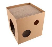 Gatuida Corrugated Cardboard Cat Scratcher Nest with Square Scratching Pad Multi-functional Cat Lounge Bed for Indoor Natural Color Scratch Pad for Resting and Claw Care